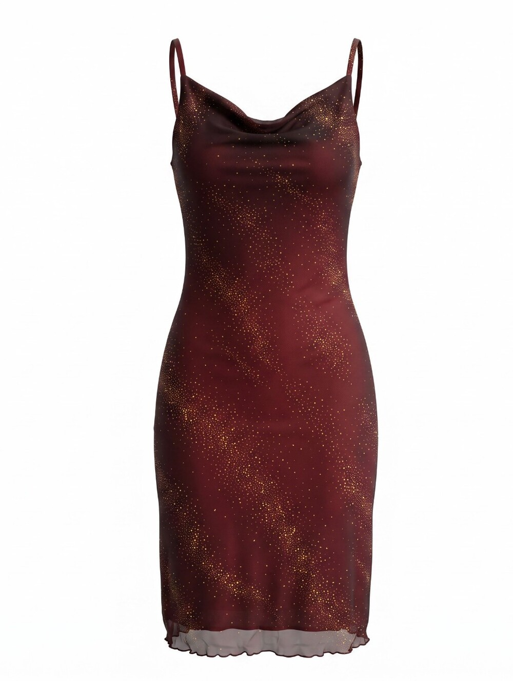 Vintage Y2K Forever 21 Cowl- Neck Mesh Glitter Midi Dress